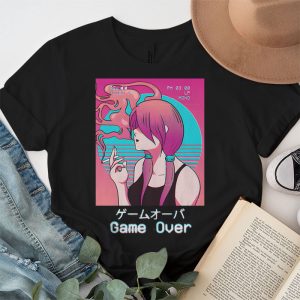 Japanese Vaporwave Sad Anime Girl Game Over Indie Aesthetic T Shirt 3 2