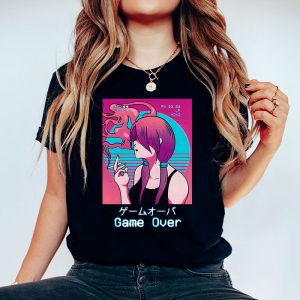 Japanese Vaporwave Sad Anime Girl Game Over Indie Aesthetic T Shirt 4 2