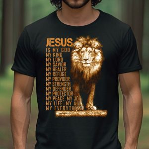 Jesus Is My God King My Lord My Savior Blue Lion Christian T Shirt 1 2