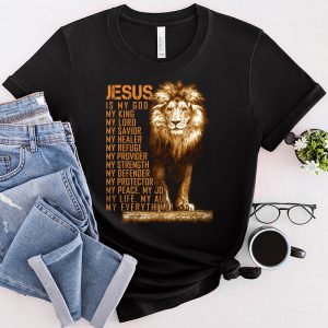 Jesus Is My God King My Lord My Savior Blue Lion Christian T-Shirt 1