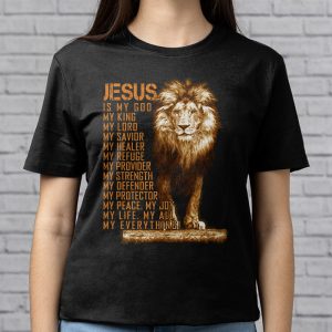 Jesus Is My God King My Lord My Savior Blue Lion Christian T Shirt 1 4