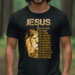 Jesus Is My God King My Lord My Savior Blue Lion Christian T Shirt 2 2