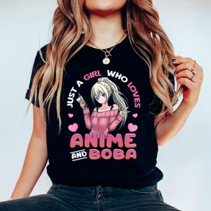 Just A Girl Who Loves Anime And Boba Tea Lover Girls Teen T Shirt 5