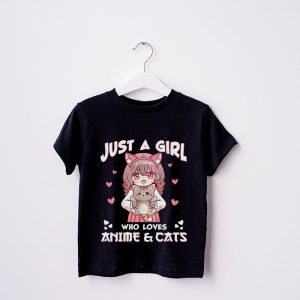 Just A Girl Who Loves Anime Cats Cute Gifts for Teen Girls T Shirt 3