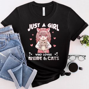 Just A Girl Who Loves Anime & Cats Cute Gifts for Teen Girls T-Shirt
