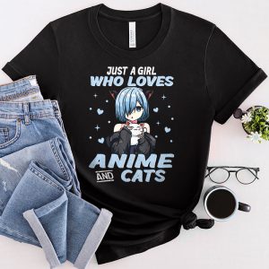 Just A Girl Who Loves Anime & Cats Cute Gifts for Teen Girls T-Shirt