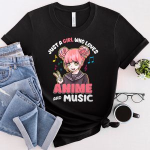 Just A Girl Who Loves Anime and Music Women Anime Teen Girls T-Shirt 2