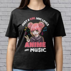 Just A Girl Who Loves Anime and Music Women Anime Teen Girls T Shirt 2 4