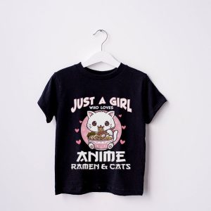 Just a Girl Who Loves Anime Ramen and Cats Kawaii Manga Gift T Shirt 3 2