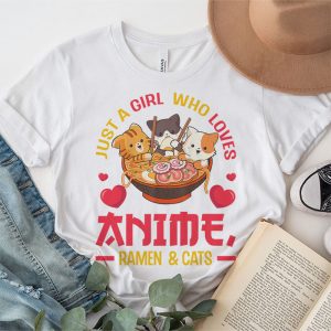 Just a Girl Who Loves Anime Ramen and Cats Kawaii Manga Gift T Shirt 3