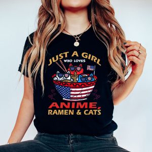 Just a Girl Who Loves Anime Ramen and Cats Kawaii Manga Gift T Shirt 4 1