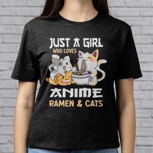 Just a Girl Who Loves Anime Ramen and Cats Kawaii Manga Gift T Shirt 4 3