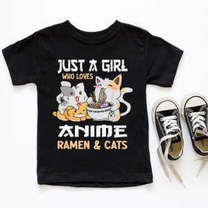 Just a Girl Who Loves Anime Ramen and Cats Kawaii Manga Gift T Shirt 5 3