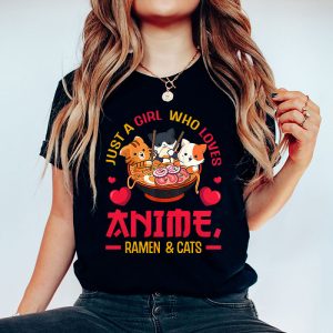 Just a Girl Who Loves Anime Ramen and Cats Kawaii Manga Gift T Shirt 5