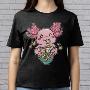 Kawaii Axolotl Eating Ramen Noodles Anime Gift Girls Teens T Shirt 2 4