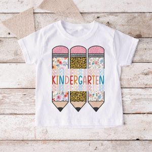 Kindergarten Leopard Pencil Retro Teachers Back To School T Shirt 4