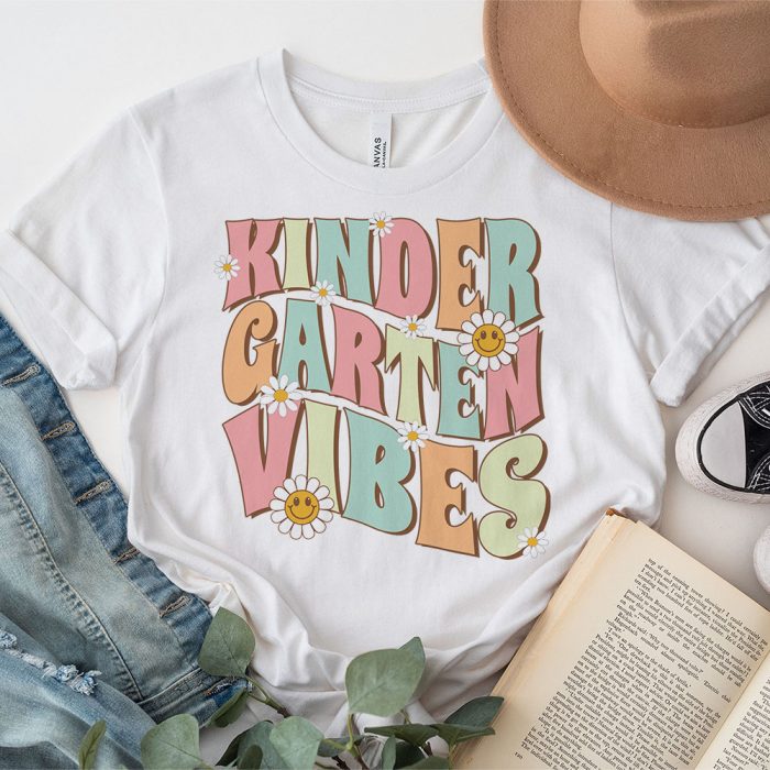 Kinhdergarten Vibes Kindergarten Team Retro 1st Day Of School T Shirt 3