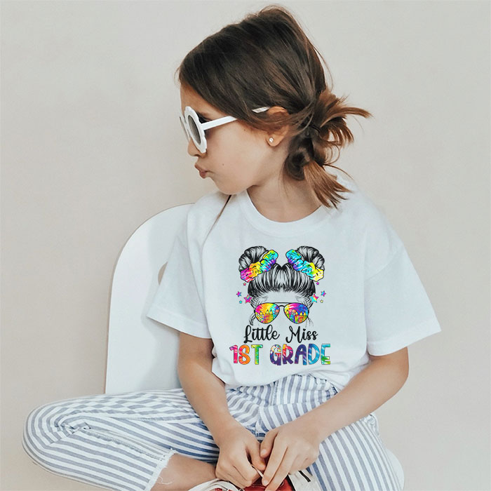 Little Miss 1st Grade Girls Back To School Shirt Daughter T-Shirt a