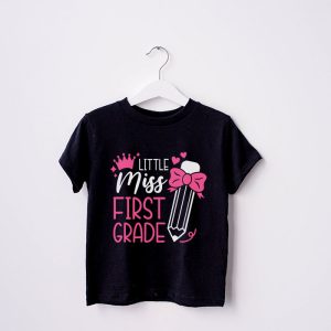 Little Miss First Grade Girls Back To School Retro Daughter T Shirt 1 3