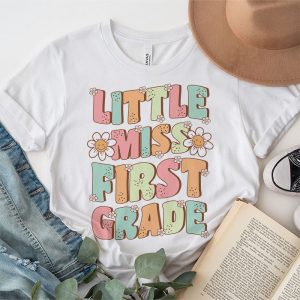 Little Miss First Grade Girls Back To School Retro Daughter T Shirt 2 3