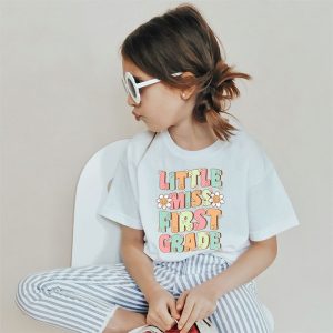 Little Miss First Grade Girls Back To School Retro Daughter T-Shirt 2