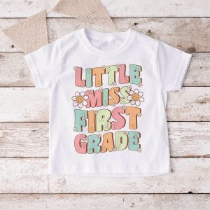 Little Miss First Grade Girls Back To School Retro Daughter T Shirt 2 4