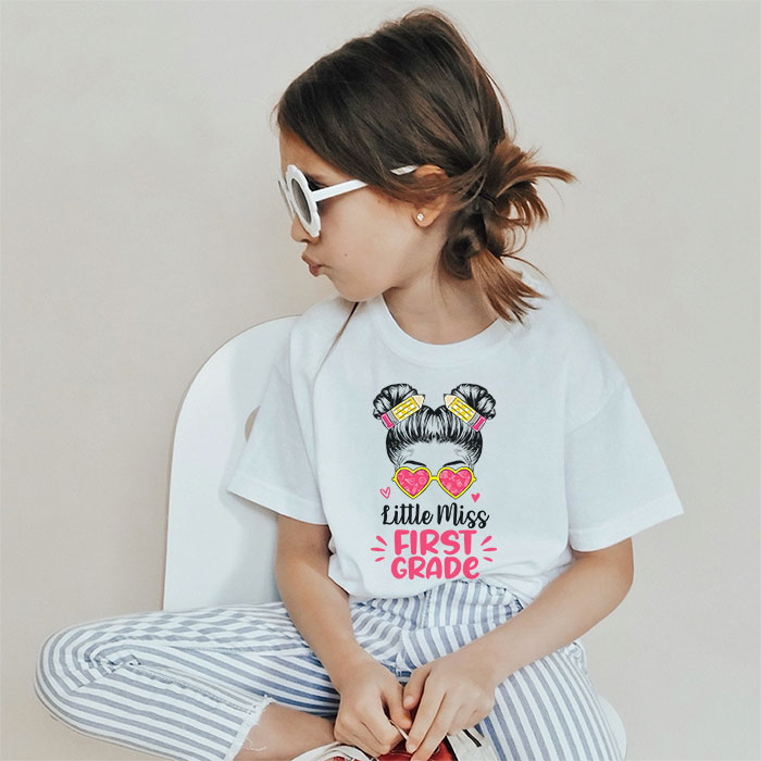 Little Miss First Grade Girls Back To School Shirt Daughter T-Shirt