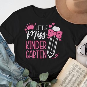 Little Miss Kindergarten Girls Back To School Retro Daughter T Shirt 1 2