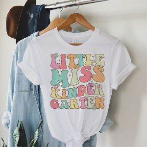Little Miss Kindergarten Girls Back To School Retro Daughter T Shirt 4 1
