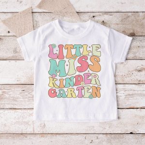 Little Miss Kindergarten Girls Back To School Retro Daughter T Shirt 4 4