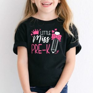 Little Miss Pre K Girls Back To School Retro Daughter T Shirt 1 1