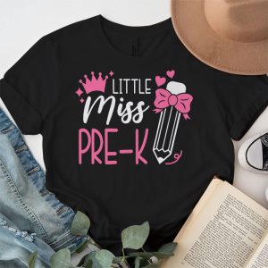 Little Miss Pre K Girls Back To School Retro Daughter T Shirt 1 2