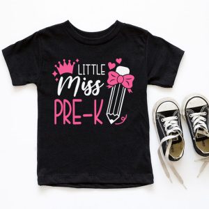 Little Miss Pre K Girls Back To School Retro Daughter T Shirt 1 4