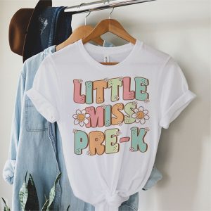 Little Miss Pre K Girls Back To School Retro Daughter T Shirt 2 1