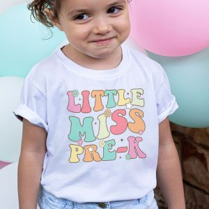 Little Miss Pre K Girls Back To School Retro Daughter T Shirt 4 2