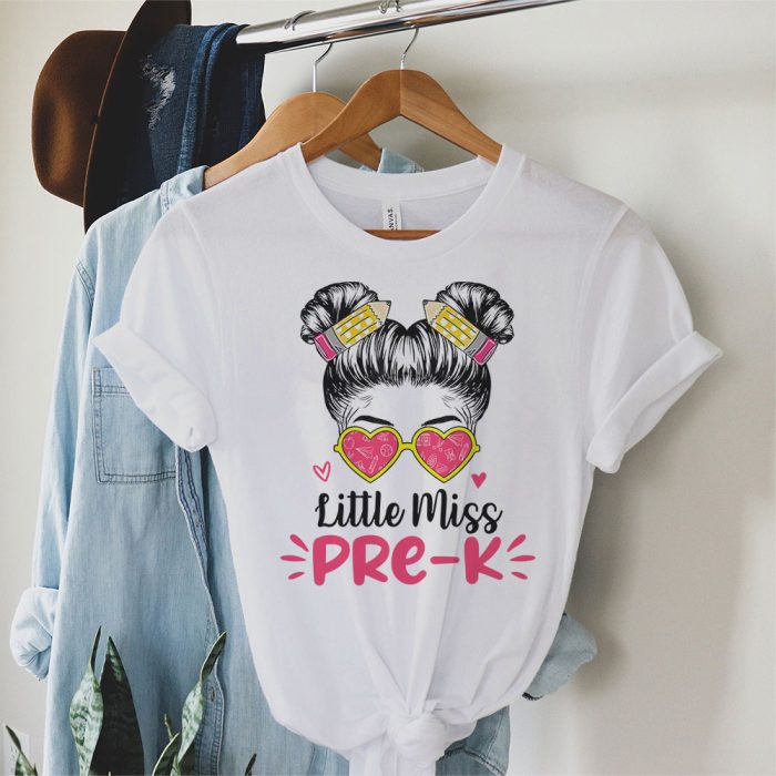 Little Miss Pre K Girls Back To School Shirt Daughter T Shirt 1