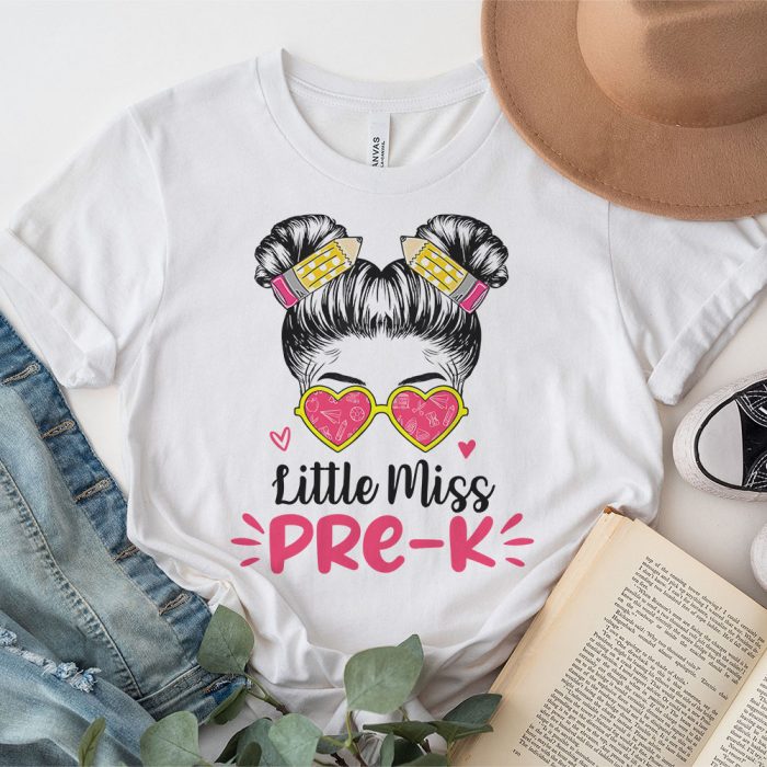 Little Miss Pre K Girls Back To School Shirt Daughter T Shirt 3