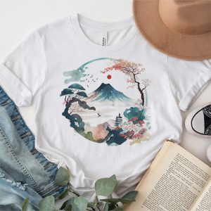 Mount Fuji Cherry Blossoms Geisha Japanese Garden Japan Art T Shirt 2 2