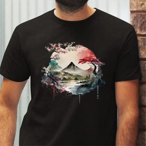 Mount Fuji Cherry Blossoms Geisha Japanese Garden Japan Art T Shirt 3 1