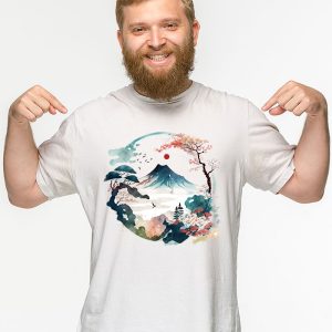 Mount Fuji Cherry Blossoms Geisha Japanese Garden Japan Art T Shirt 3 2