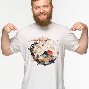 Mount Fuji Cherry Blossoms Geisha Japanese Garden Japan Art T Shirt 3 3