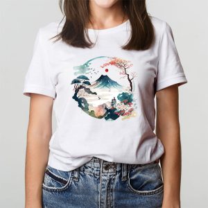 Mount Fuji Cherry Blossoms Geisha Japanese Garden Japan Art T Shirt 4 2