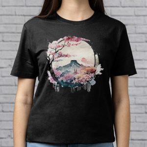 Mount Fuji Cherry Blossoms Geisha Japanese Garden Japan Art T Shirt 4