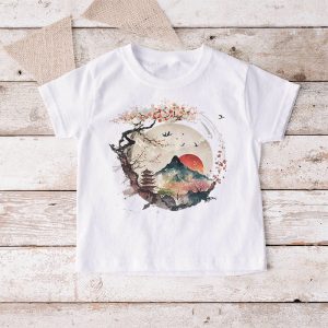 Mount Fuji Cherry Blossoms Geisha Japanese Garden Japan Art T Shirt 5 3