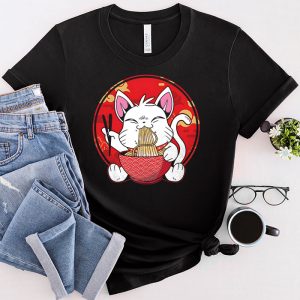 Cat Eating Ramen Shirt Kawaii Anime Japanese Kawaii Neko Special Gift T-Shirt 1