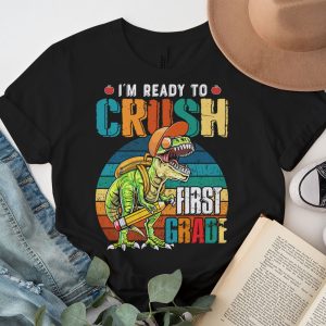 Ready To Crush 1ST Grade Dinosaur Back to School Kid Boys T Shirt 3