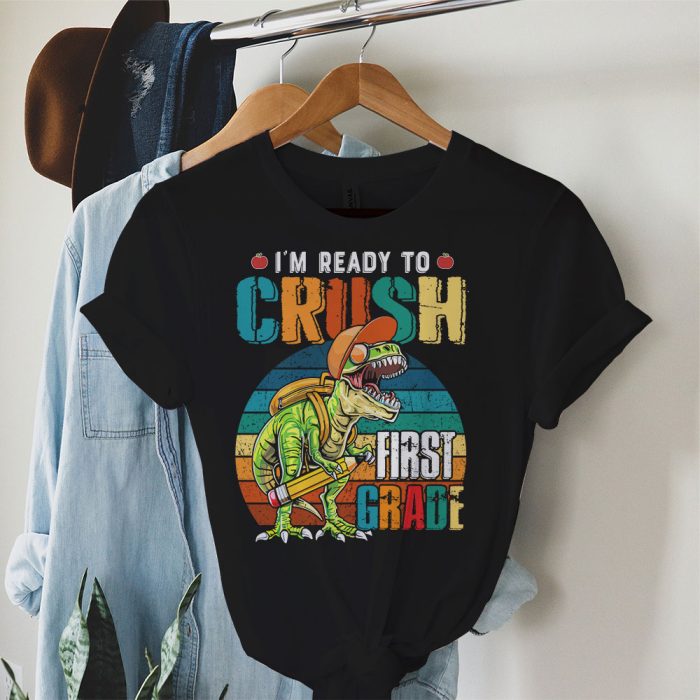 Ready To Crush 1ST Grade Dinosaur Back to School Kid Boys T-Shirt