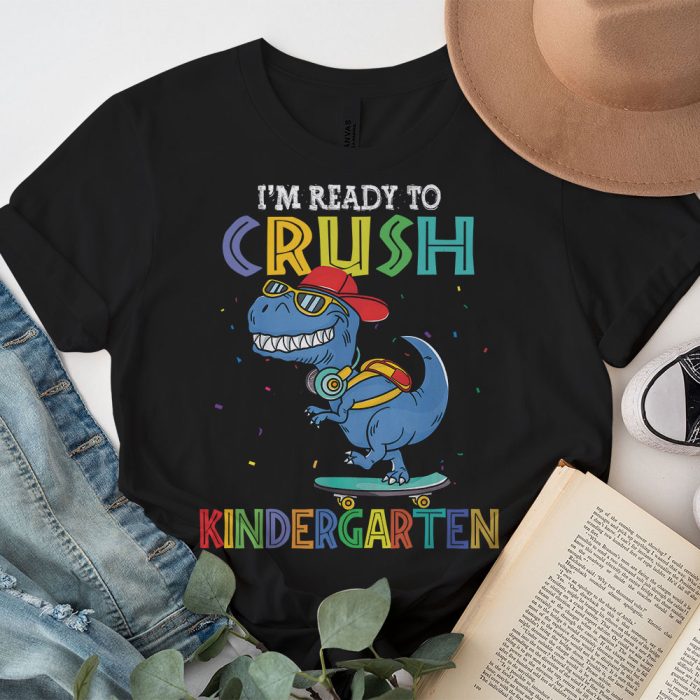 Ready To Crush Kindergarten Dinosaur Back to School Kid Boys T Shirt a 3