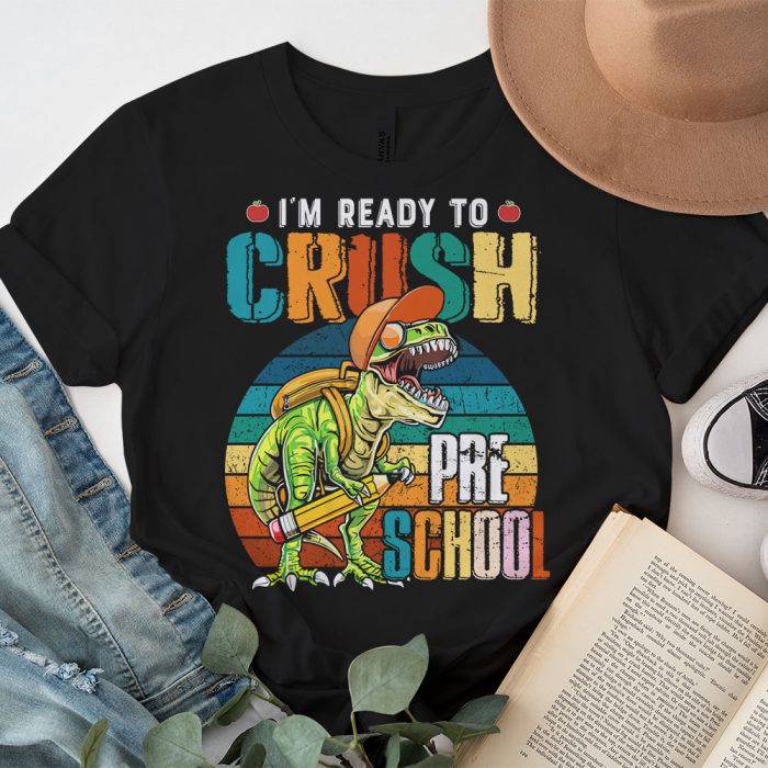 Ready To Crush Pre K Dinosaur Back to School Kid Boys T Shirt 3