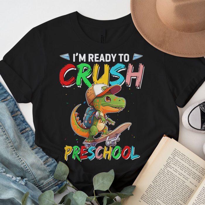 Ready To Crush Pre K Dinosaur Back to School Kid Boys T Shirt b 3